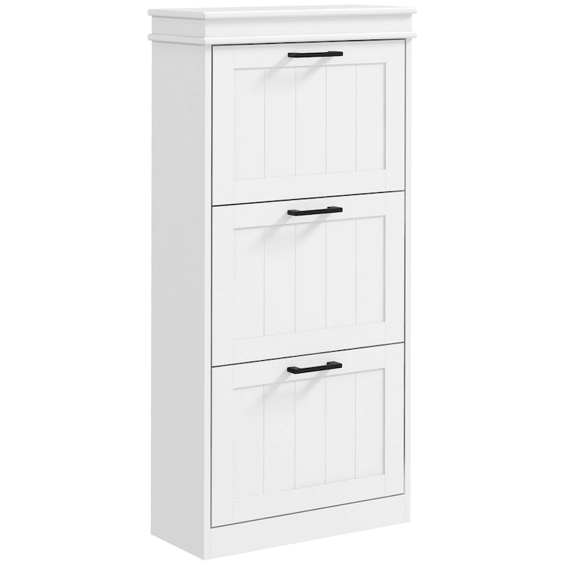 Slim Shoe Cabinet with Flip Doors