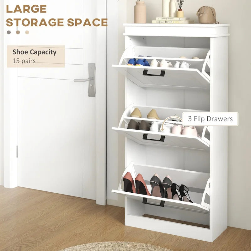 Schmaler Schuhschrank mit Klapptüren