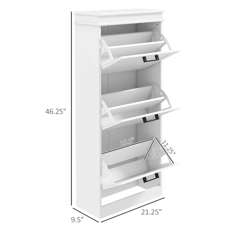 Slim Shoe Cabinet with Flip Doors