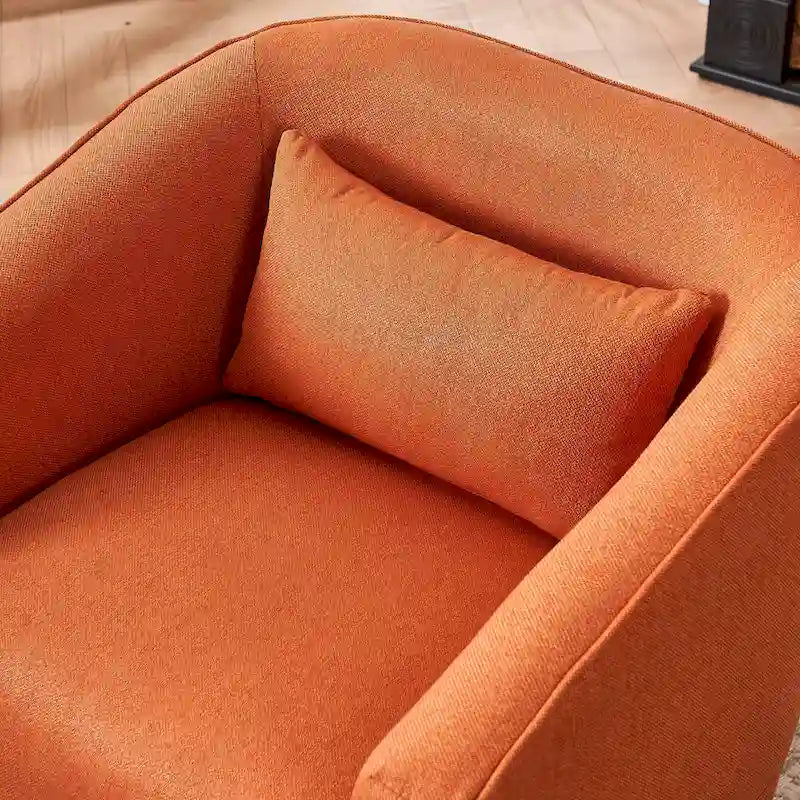 Swivel Barrel Chair with Ottoman and Black Metal Base