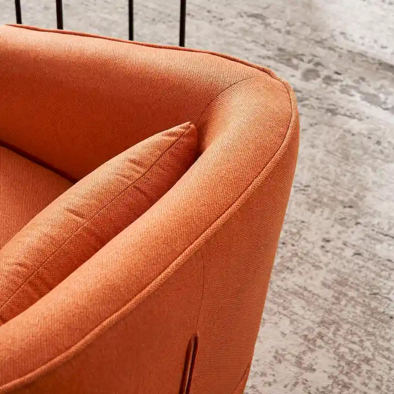 Swivel Barrel Chair with Ottoman and Black Metal Base