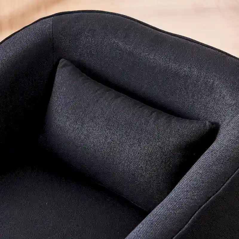 Swivel Barrel Chair with Ottoman and Black Metal Base