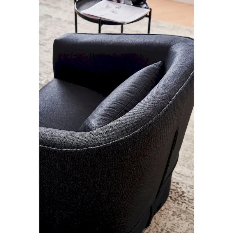 Swivel Barrel Chair with Ottoman and Black Metal Base
