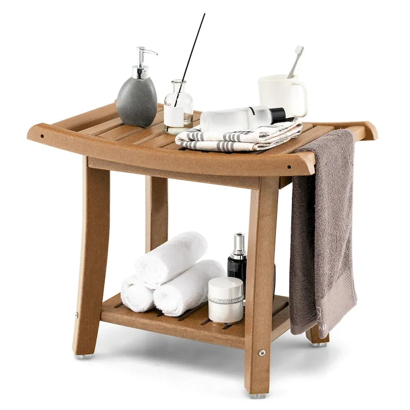 2-Tier Shower Bench Waterproof Spa Bath Stool Heavy Duty