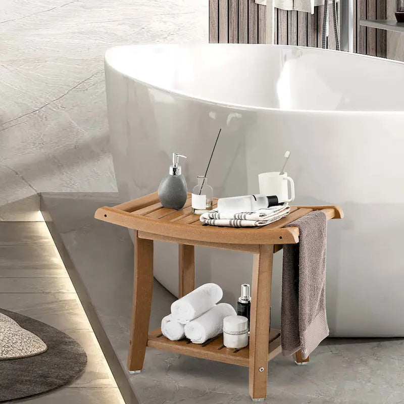 2-Tier Shower Bench Waterproof Spa Bath Stool Heavy Duty