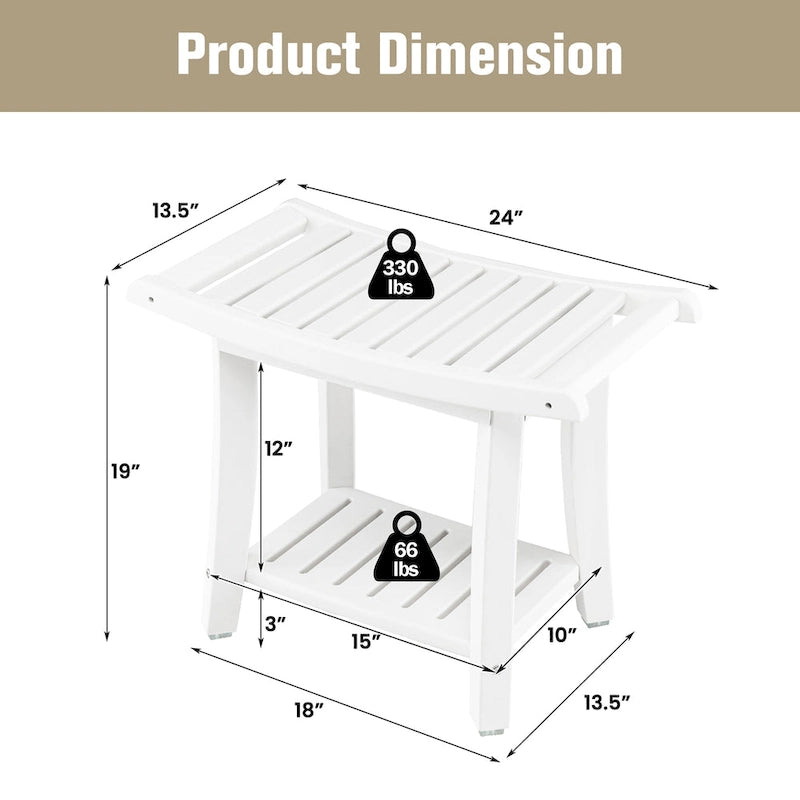 2-Tier Shower Bench Waterproof Spa Bath Stool Heavy Duty
