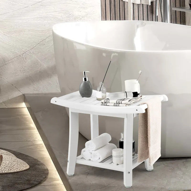2-Tier Shower Bench Waterproof Spa Bath Stool Heavy Duty