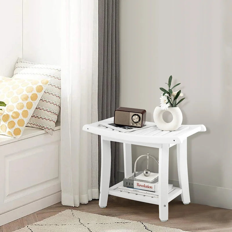 2-Tier Shower Bench Waterproof Spa Bath Stool Heavy Duty