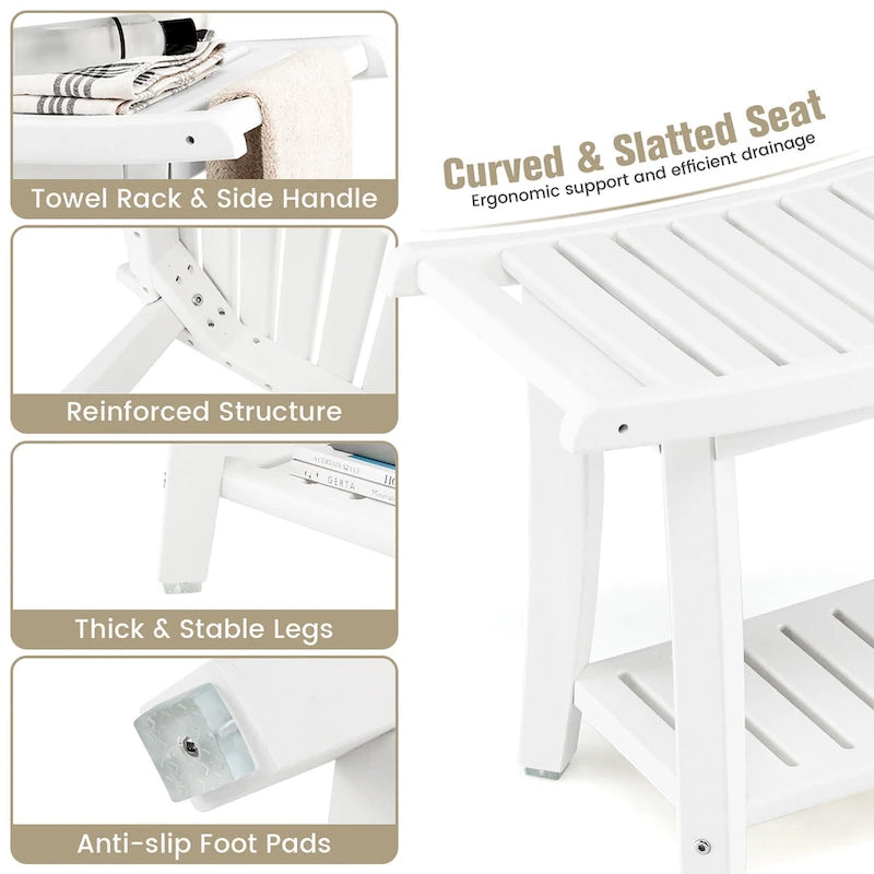 2-Tier Shower Bench Waterproof Spa Bath Stool Heavy Duty