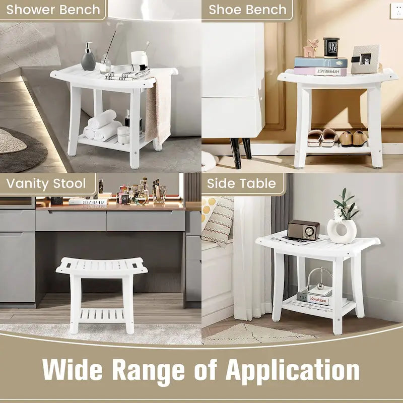 2-Tier Shower Bench Waterproof Spa Bath Stool Heavy Duty