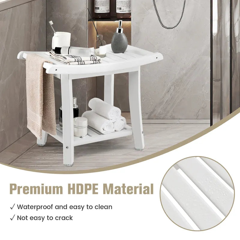 2-Tier Shower Bench Waterproof Spa Bath Stool Heavy Duty