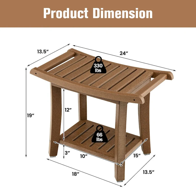 2-Tier Shower Bench Waterproof Spa Bath Stool Heavy Duty