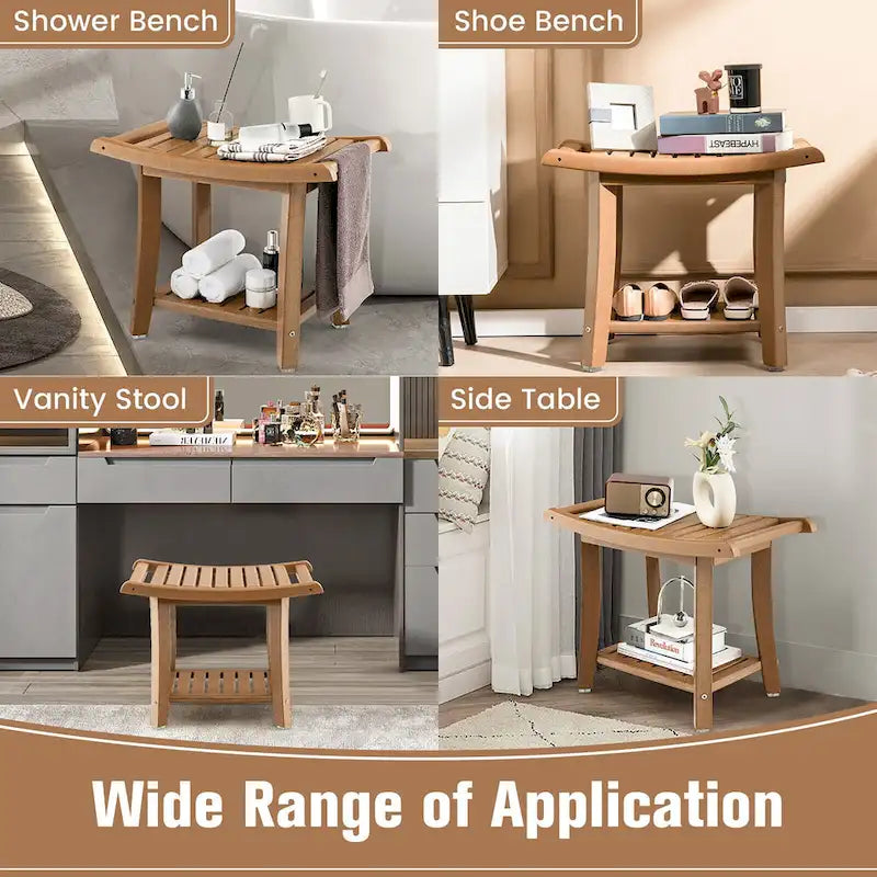 2-Tier Shower Bench Waterproof Spa Bath Stool Heavy Duty