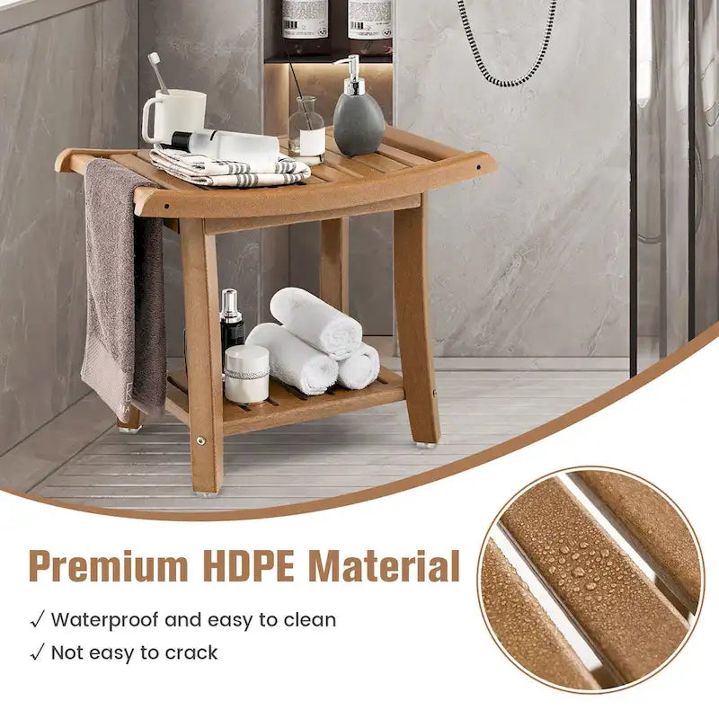 2-Tier Shower Bench Waterproof Spa Bath Stool Heavy Duty