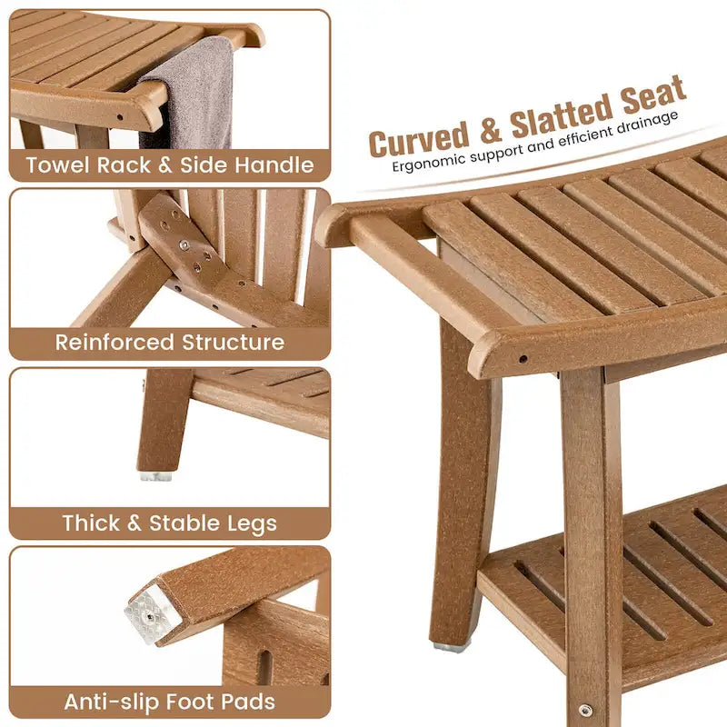 2-Tier Shower Bench Waterproof Spa Bath Stool Heavy Duty