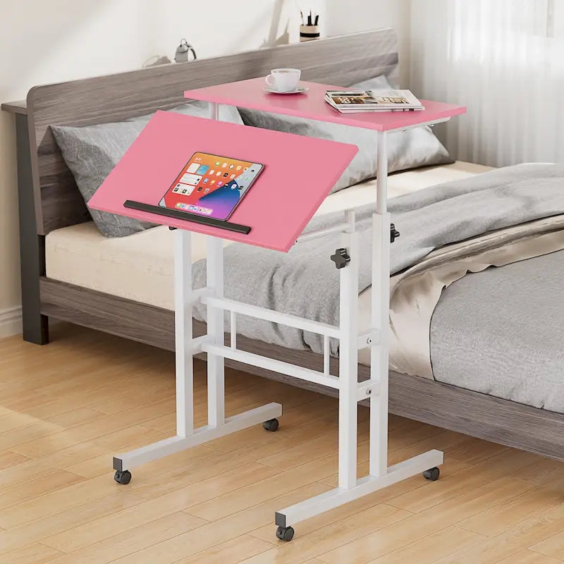 Portable Rolling Desk with Adjustable Height and Wheels