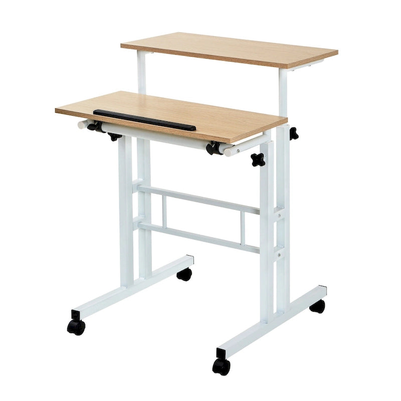 Portable Rolling Desk with Adjustable Height and Wheels