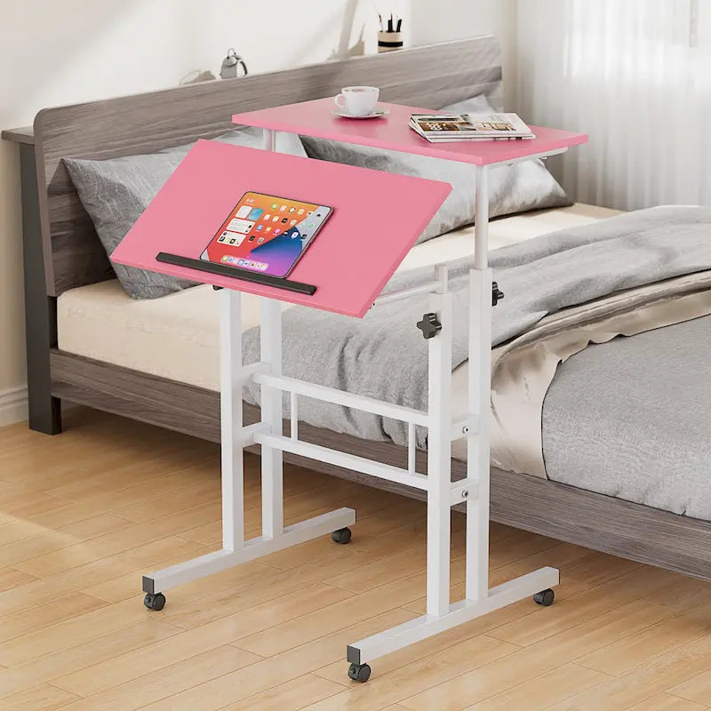 Portable Rolling Desk with Adjustable Height and Wheels