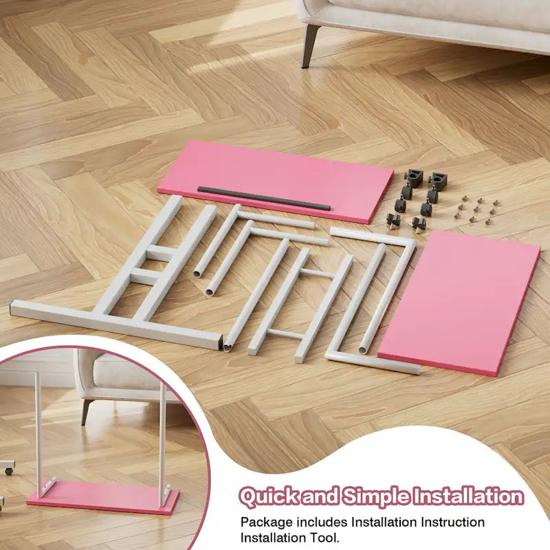 Portable Rolling Desk with Adjustable Height and Wheels