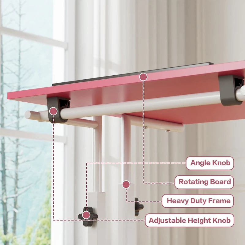 Portable Rolling Desk with Adjustable Height and Wheels
