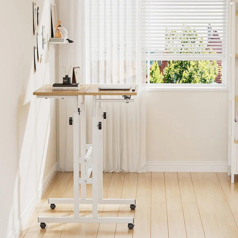 Portable Rolling Desk with Adjustable Height and Wheels