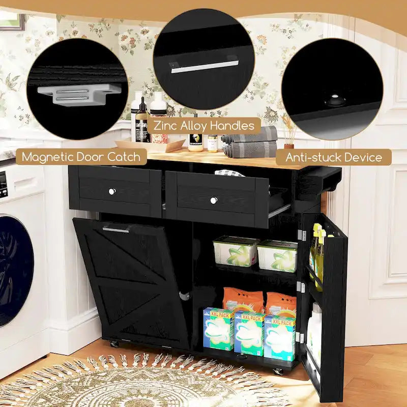Rollbarer Küchenwagen mit ausklappbarer Platte