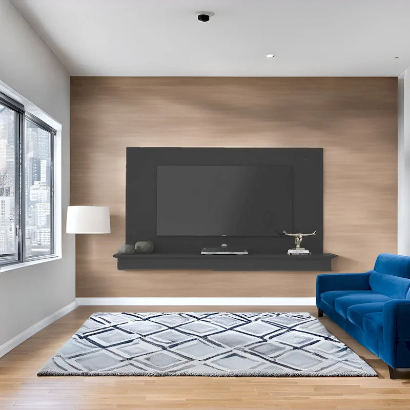 Wall-Mounted Floating TV Stand for 55" TVs with LED Lighting & Storage Shelf