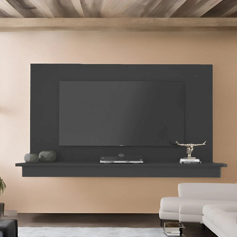 Nástěnný plovoucí TV stolek pro televizory 55" s LED osvětlením a úložnou policí
