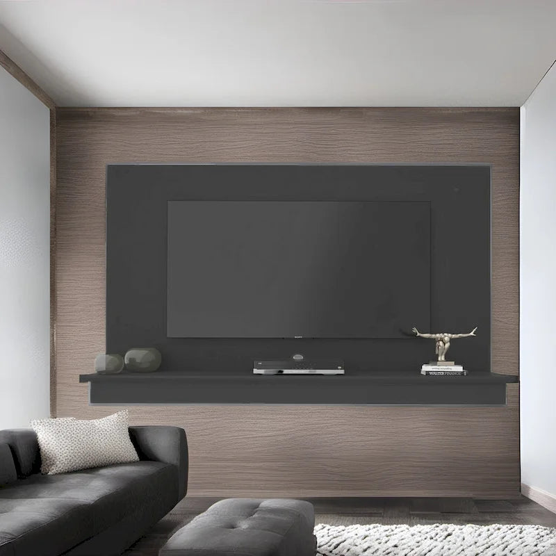 Nástěnný plovoucí TV stolek pro televizory 55" s LED osvětlením a úložnou policí