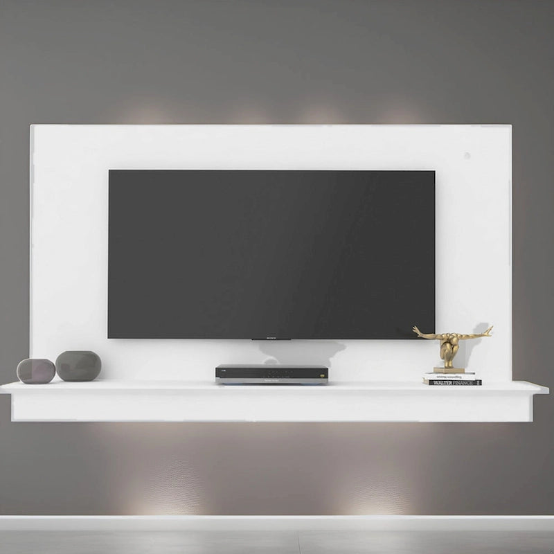 Nástěnný plovoucí TV stolek pro televizory 55" s LED osvětlením a úložnou policí