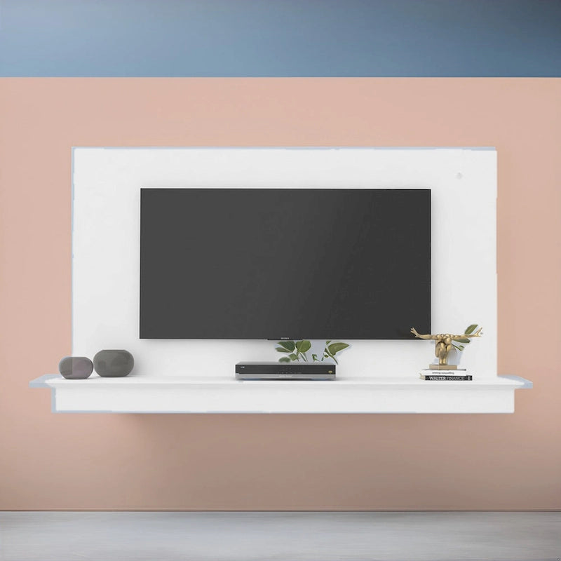 Nástěnný plovoucí TV stolek pro televizory 55" s LED osvětlením a úložnou policí