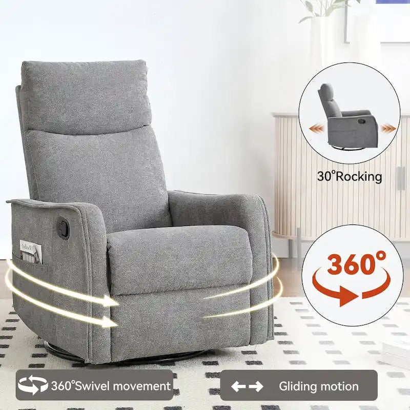Otočné houpací relaxační křeslo s otočením o 360°, 8bodovou masáží a vyhříváním bederní oblasti