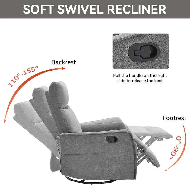 Otočné houpací relaxační křeslo s otočením o 360°, 8bodovou masáží a vyhříváním bederní oblasti