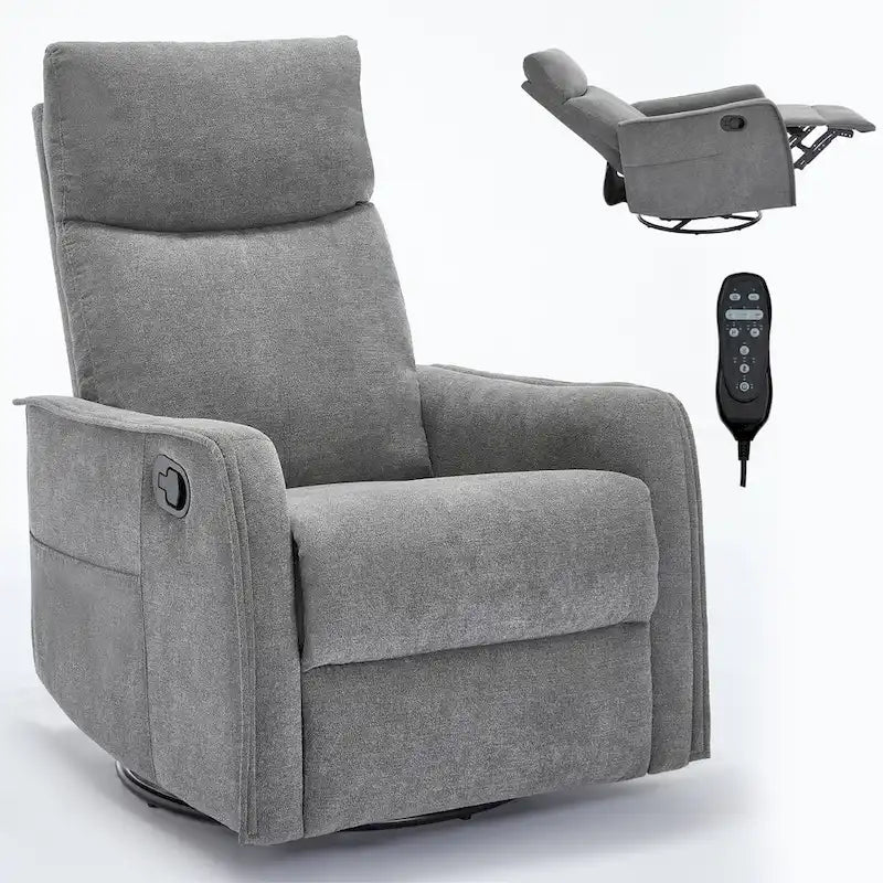 Otočné houpací relaxační křeslo s otočením o 360°, 8bodovou masáží a vyhříváním bederní oblasti