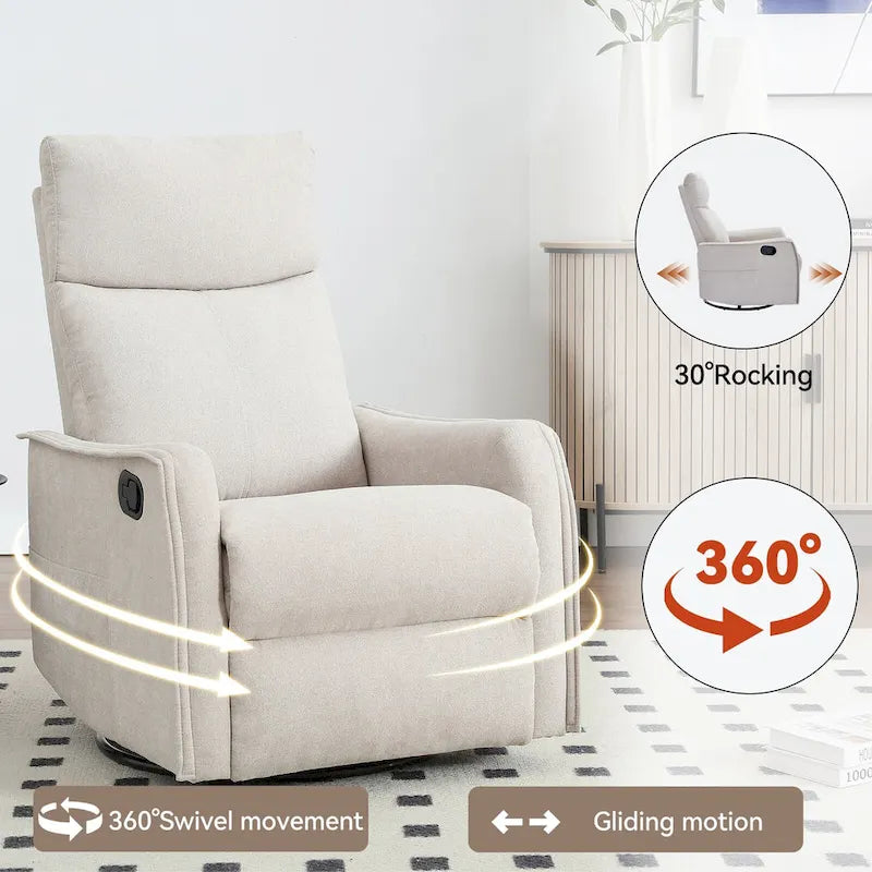Otočné houpací relaxační křeslo s otočením o 360°, 8bodovou masáží a vyhříváním bederní oblasti