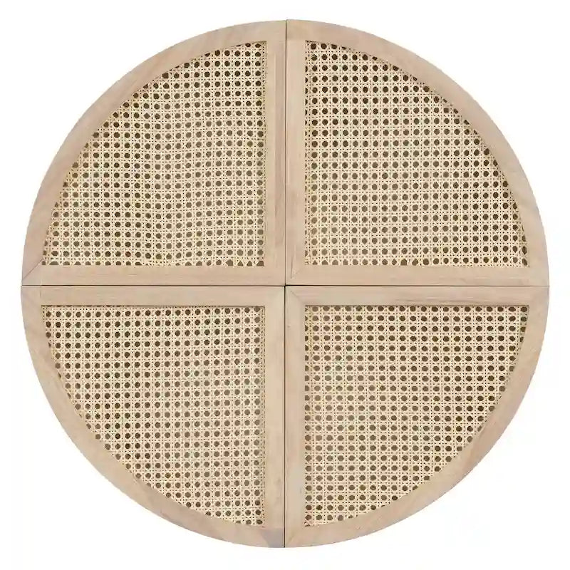 Modular Coffee Table with Rattan Weaving and Storage for Living Room