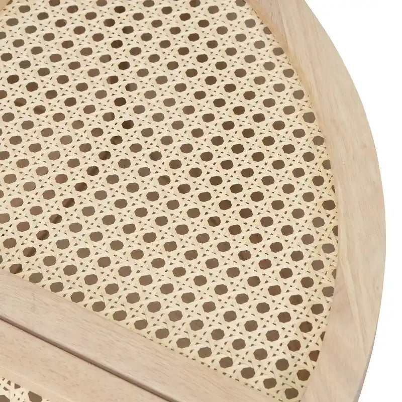 Modular Coffee Table with Rattan Weaving and Storage for Living Room