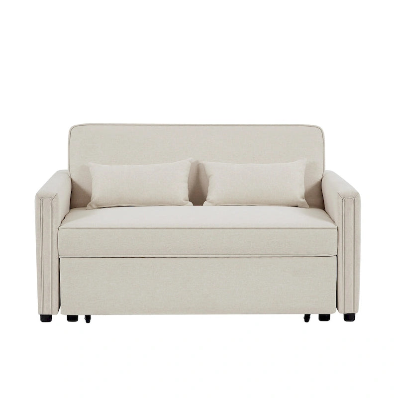 Linen Convertible Loveseat Sleeper Sofa with Adjustable Backrest