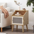 Beistelltisch mit Aufsatz und Rattan-Details