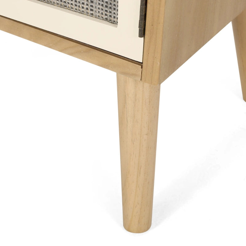 Beistelltisch mit Aufsatz und Rattan-Details