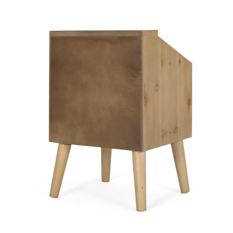 Beistelltisch mit Aufsatz und Rattan-Details