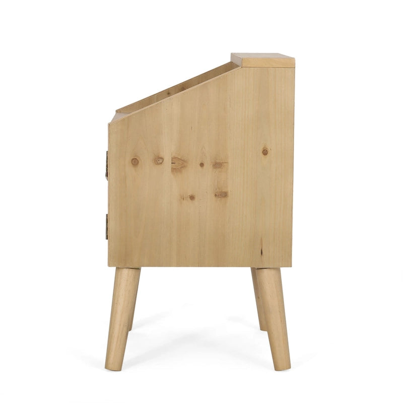 Beistelltisch mit Aufsatz und Rattan-Details