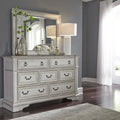 Weathered Brown & Antique White 7-Drawer Dresser & Mirror