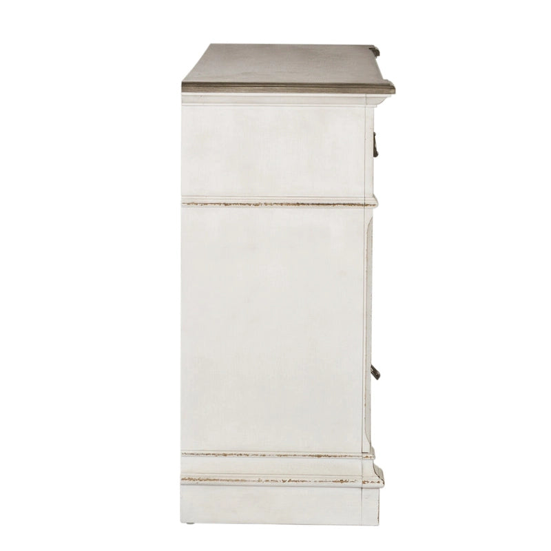 Weathered Brown & Antique White 7-Drawer Dresser & Mirror