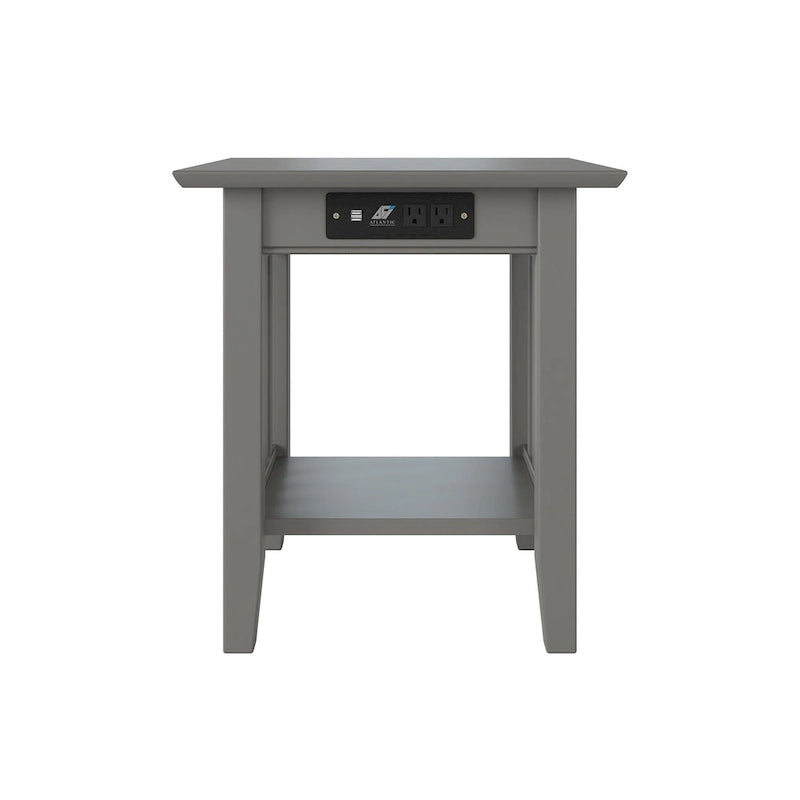 End Table with USB Charging Station, Grey