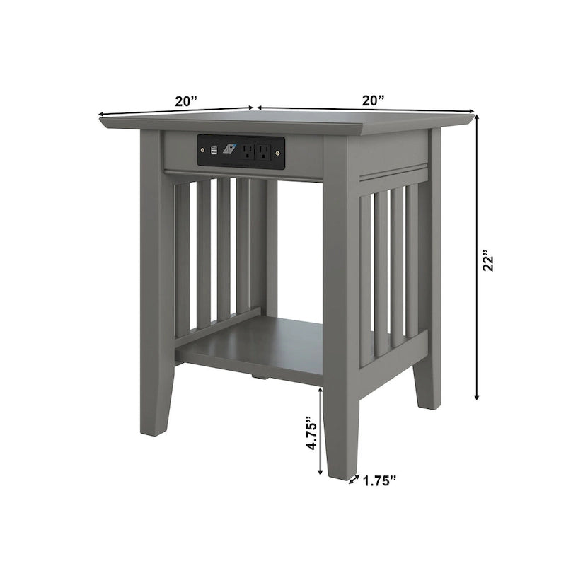 Beistelltisch mit USB-Ladestation, Grau
