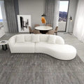 Mid-Century Modern French Boucle Curved Sofa