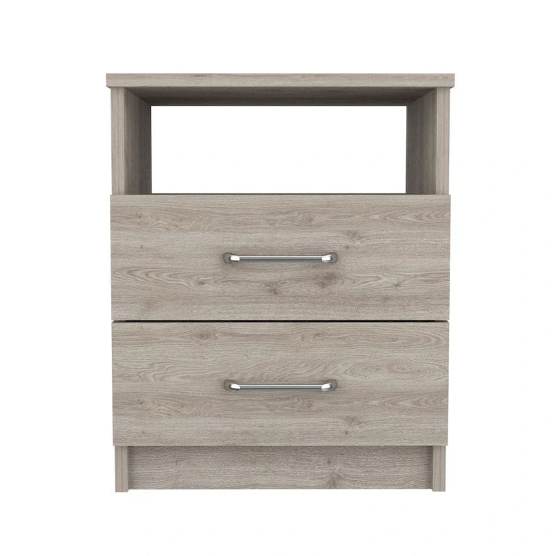 Table de chevet avec deux tiroirs et une étagère