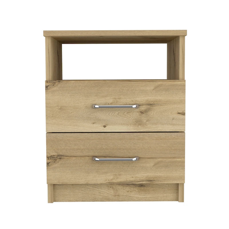 Table de chevet avec deux tiroirs et une étagère