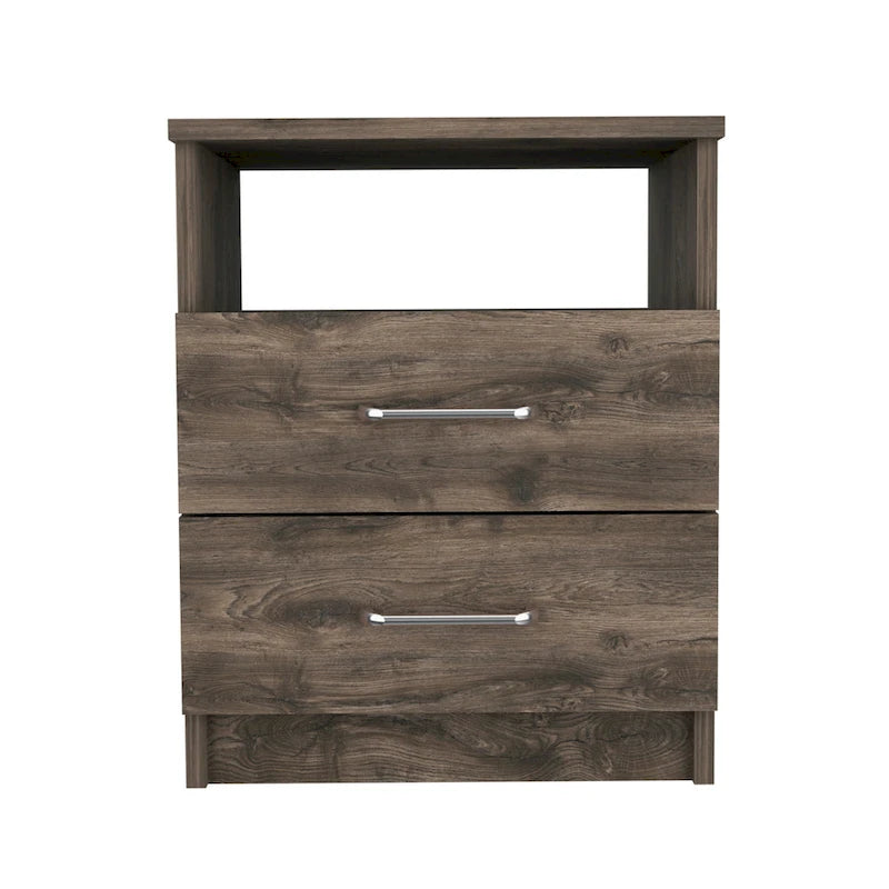 Table de chevet avec deux tiroirs et une étagère